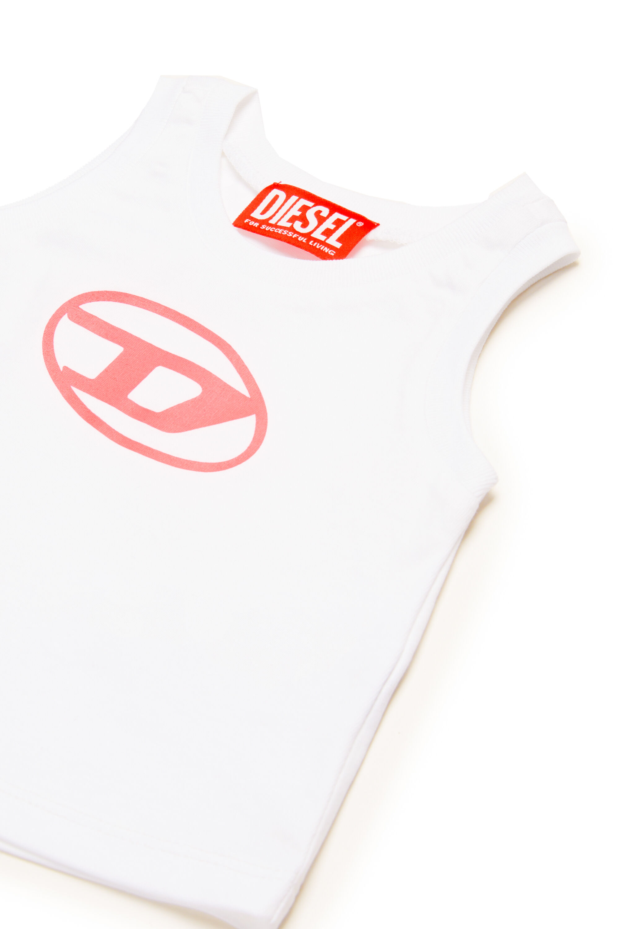 Diesel - MTARBIB, Camiseta sin mangas con logotipo Oval D Mujer in Blanco - 3