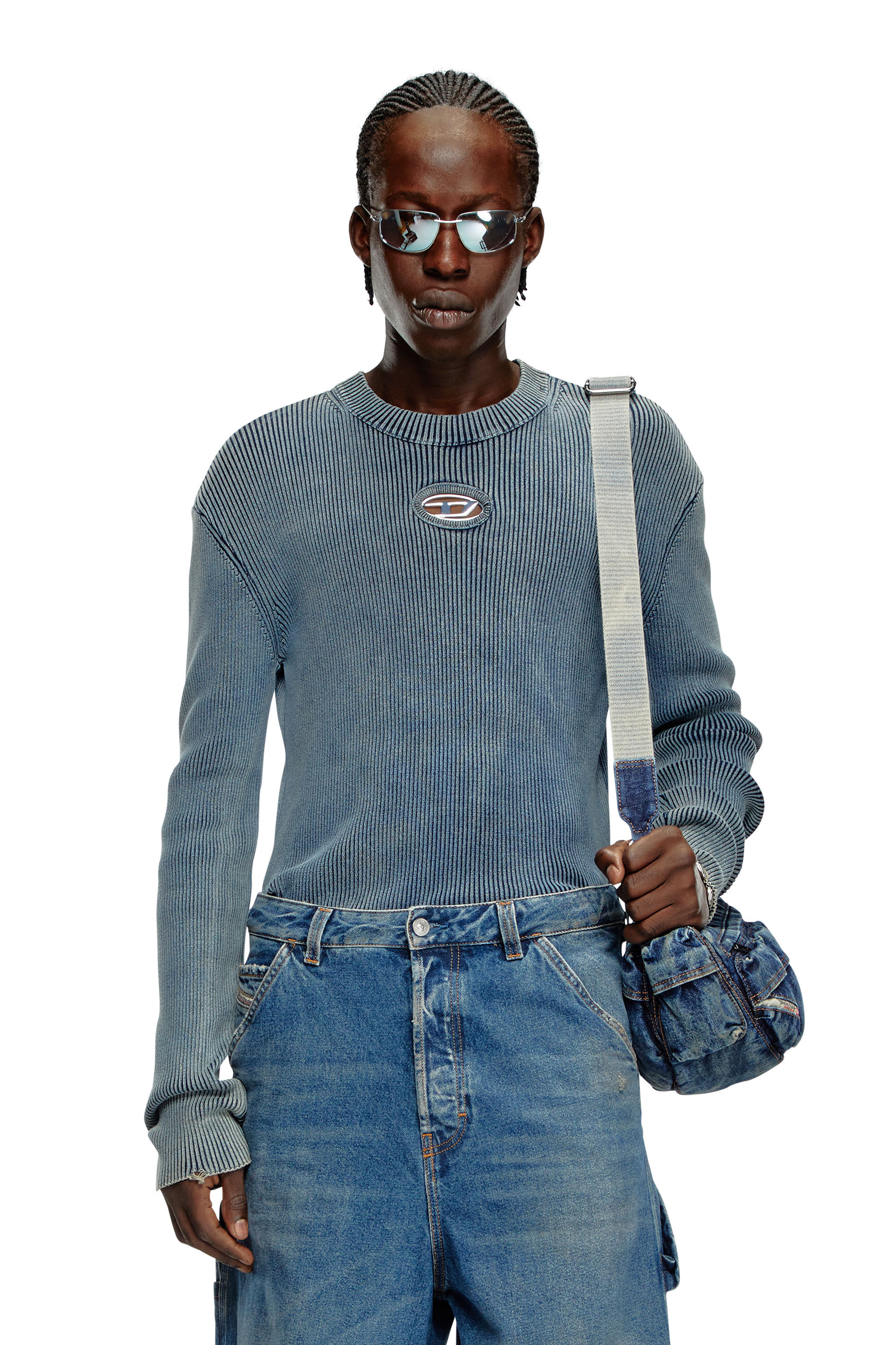 Diesel - K-DARIN-A, Jersey recortado con Oval D Hombre in Azul marino - 3