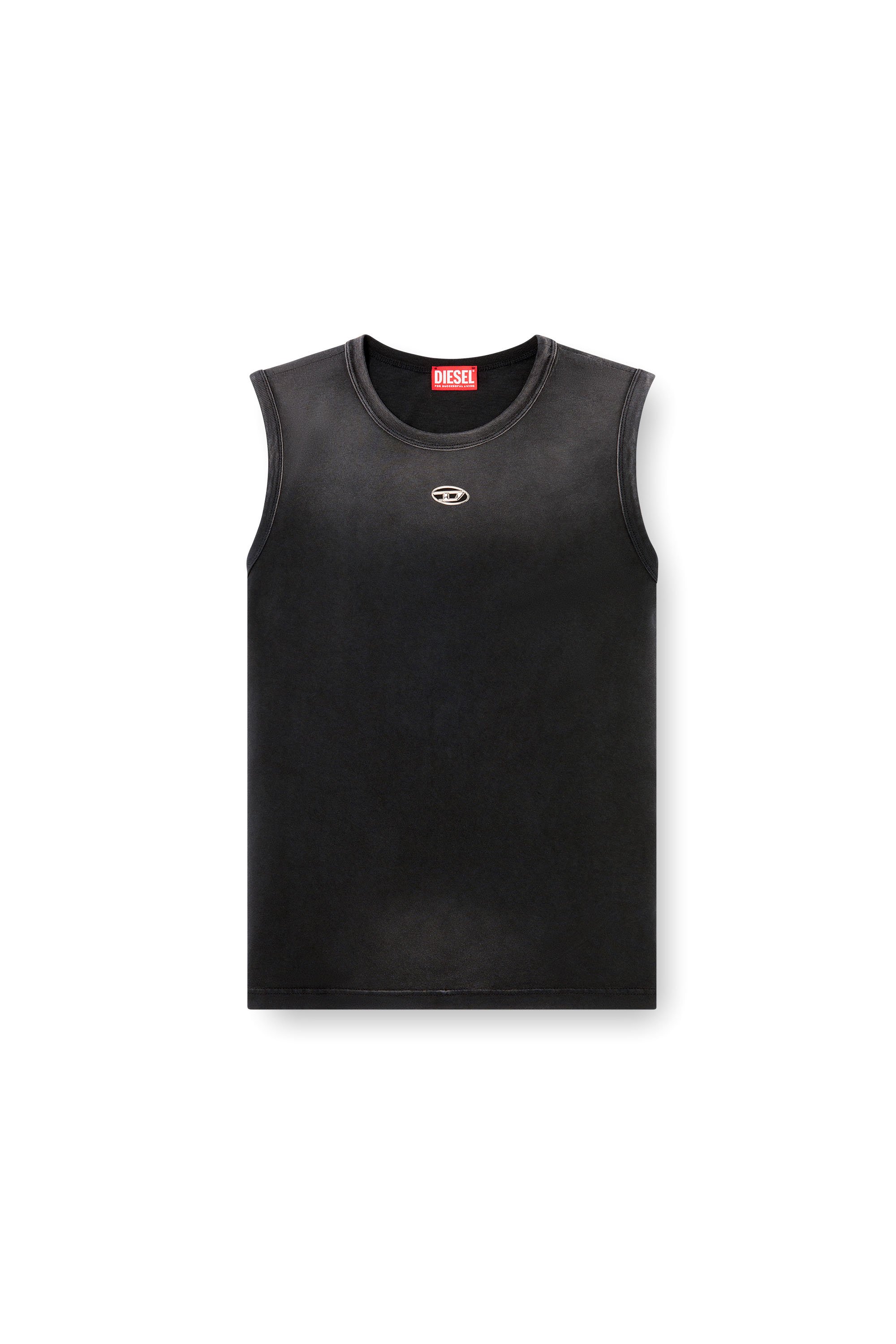 Diesel - T-BRICO-NEW, Man's Faded tank top with cut-out Oval D in Black - 3